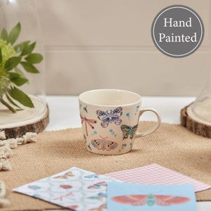 Enchanting Butterfly & Dragonfly Stoneware Mug - Perfect Christmas Gift for Nature Lovers