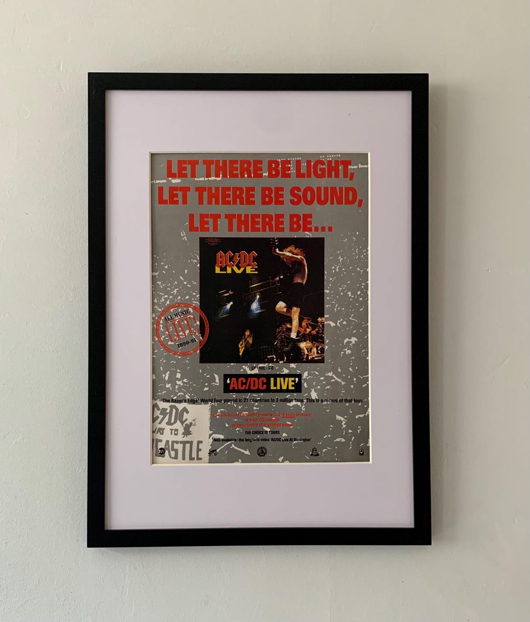 AC/DC - Live - 1992 - Framed Original Vintage Promo Poster - Music ...