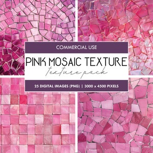 Pink Mosaic Texture, Pink Tile Graphics, Digital Craft Paper Print, Soft Color Decorative Paper, Pastel Backdrop, Wallpaper, Backgrounds