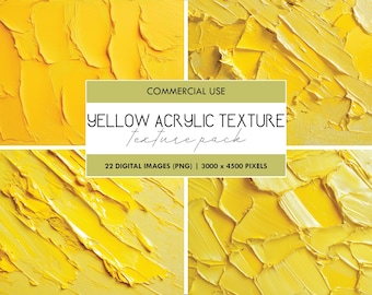 Yellow Acrylic Texture: Abstract Painting Digital Paper (PNG)
