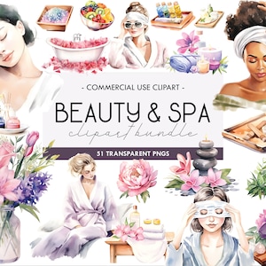 Beauty & Spa aquarel clipart, spa dag, retraite, zelfzorg, ontspanningstijd, relaxtherapie, massage, commercieel gebruik, digitale print, PNG