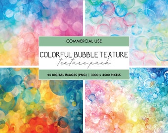Colorful Bubble Watercolor Texture, Digital Craft Paper Print, Digital Scrapbook Clipart, Rainbow Bubbles, Foam, Background, Bubble Backdrop