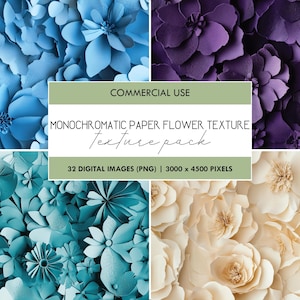 Textura de flor de papel monocromática, papel de artesanato digital floral, gráficos de impressão de origami, cenário digital de primavera e verão, fundos, PNG