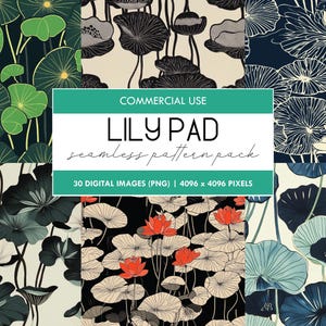 Nénuphar motif transparent, floral papier numérique, feuillage texture de fond, paquet de papier botanique minimaliste imprimable PNG, nénuphar lotus