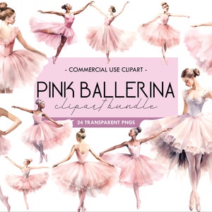 Rosa Ballerina Aquarell Clipart, Ballerinas PNG, Tanzen, Grafiken, Ballett Illustration, Tutu, Ballettschuhe, kommerzielle Nutzung, Digitaldruck