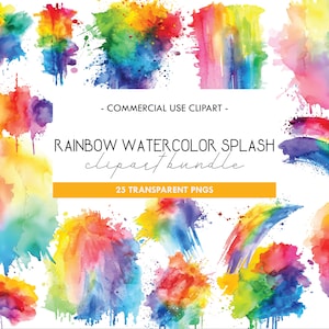 Clipart schizzi di acquerello arcobaleno, schizzi di vernice, colori dello spettro, pennellate, sfondo astratto, PNG trasparente, decorazioni per la cameretta dei bambini