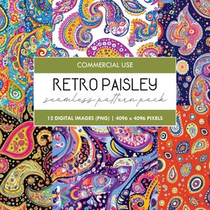 Motivo Paisley retrò, motivi senza soluzione di continuità, carta digitale astratta vintage, scrapbooking, artigianato, fai da te, sfondi stampabili, fondali