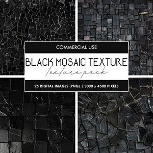 May include: A set of 25 digital images featuring black mosaic textures. Each image is 3000 x 4500 pixels and is perfect for adding a unique and modern touch to your design projects.