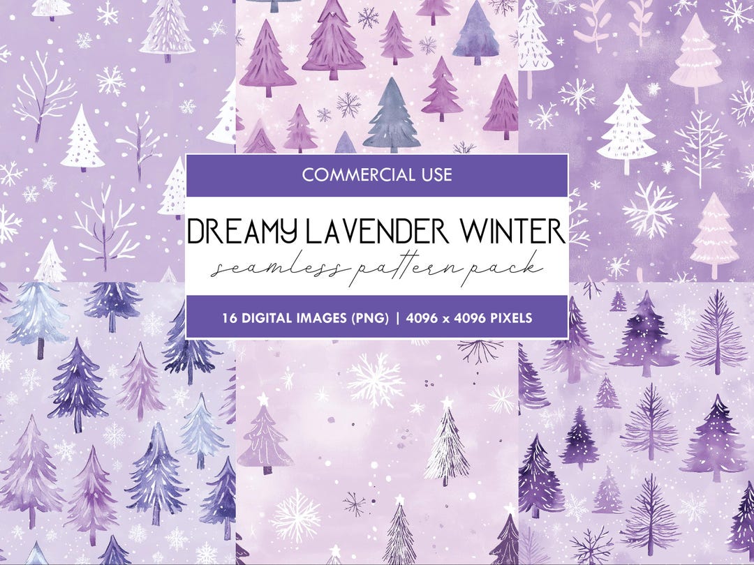 Lavender Winter Pattern: Christmas Tree Seamless Collage (digital ...