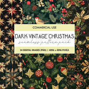 Dunkel Vintage Weihnachten Nahtlose Muster, Digitales Papier, Retro Winter Urlaub Muster, Alte Weihnachten Festliche Textur Hintergrund, PNG