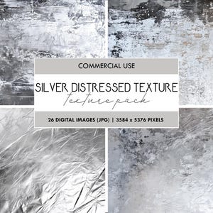 Silver Distressed Texture Paper: Metallic Grunge Scrapbook Paper (Digital Download)