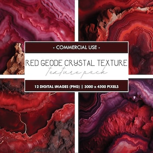 Texture cristallo geode rosso, stampa di carta artigianale digitale, sfondo digitale di carta, cristalli, pietre preziose, minerale, uso commerciale, sfondi, PNG
