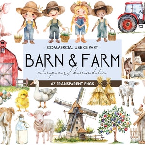 Bauernhof Clipart, Aquarell Bauernhof Tier, Frühling Clipart, niedliche Bauernhof Baby Tiere, Scheune Clipart, kleiner Bauer, Kinderzimmer Clipart, Landwirtschaft, PNG