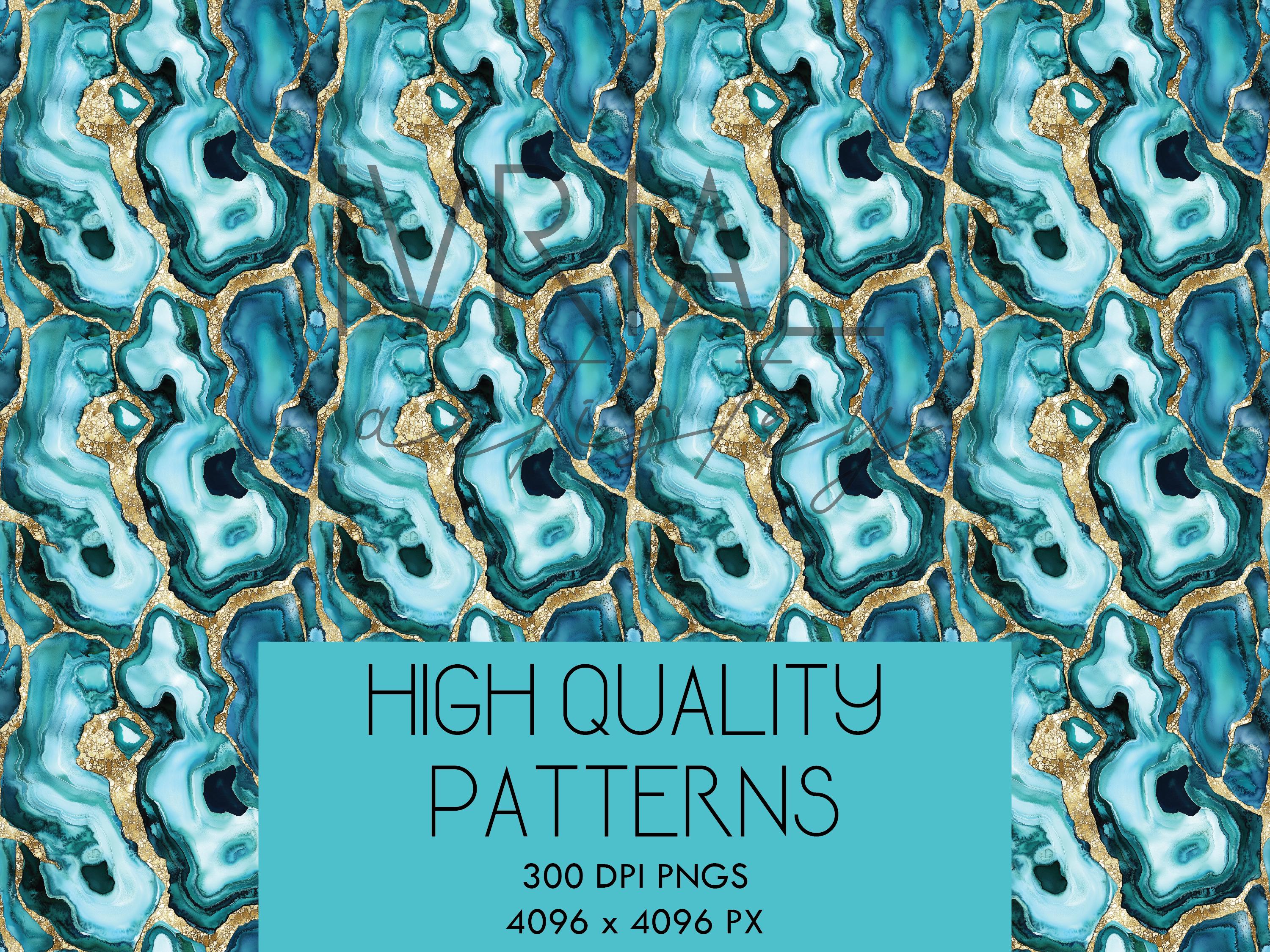 Watercolor Turquoise & Gold Geode Seamless Pattern (PNG) - Etsy