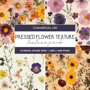 Naadloze bloemtextuur, geperste bloemenpatronen, vintage botanisch digitaal papier, grafische afbeeldingen Cottagecore, digitale achtergronden