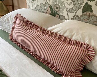 Extra Large Ruffled Lumbar Cushion Cover Striped Frilled Pillow