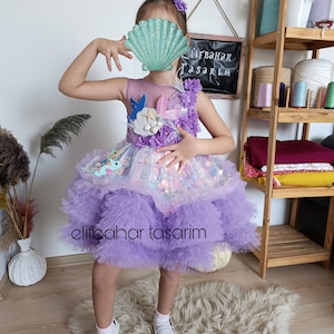 Lilac Tulle Girl Dress, Birthday Party Baby Dress, Personalized Gift For Baby Girl, Toddler Mermaid Dress, Puffy Sequin Dress,