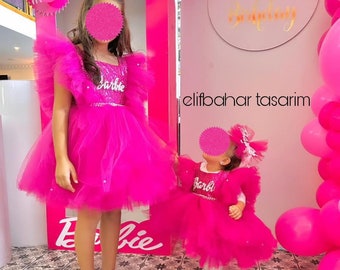 Vestido de bebé rosa caliente, vestido de bebé niña, traje de cumpleaños para niña, ocasión especial, vestido de fiesta, vestido de primer cumpleaños, vestido de tutú rosa