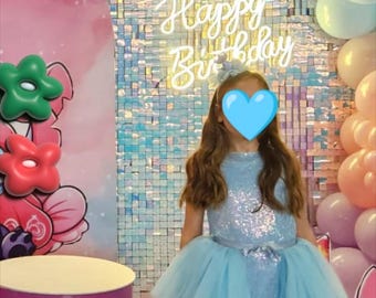 Ohana Alien Inspired: Ręcznie robiona niebieska tropikalna sukienka imprezowa