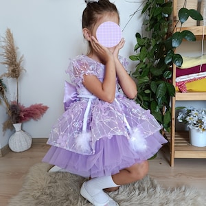 Lilac Tulle Girl Dress, Butterfly Baby Costume, Personalized Gift For Baby Girl, Toddler Baby Dress, Puffy Lavander Girl Dress, Fairy Dress