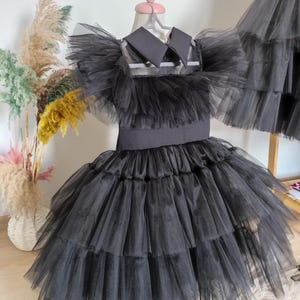 Gotik Halloween Costume For Girl: Handmade Black Tulle Dress