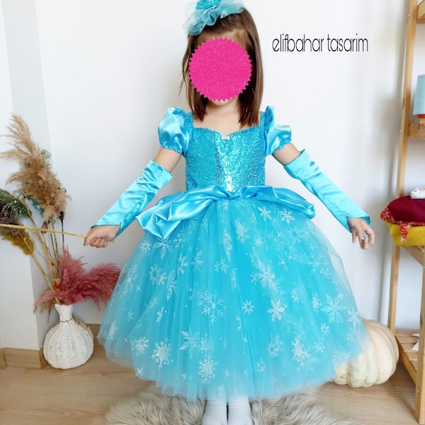 Elsa costume,1st Birthday dress,Snow Queen Princess Dress, Gift for Baby,Frozen Birthday Party Dress,Easter costume,Christmas Gift for Girl