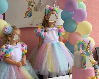 Abito da bambina, abito da bambino unicorno, regalo per ragazza, costume cosplay, costume di compleanno per abito da bambino, abito fotografico Abito, Abito Blush da ragazza