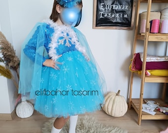 Costume Elsa, robe de 1er anniversaire, robe de princesse reine des neiges, cadeau pour bébé, robe de fête d'anniversaire congelée, costume de Pâques, cadeau de Noël pour fille