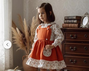 Orange Retro Style Baby Dress: Tea Party Outfit