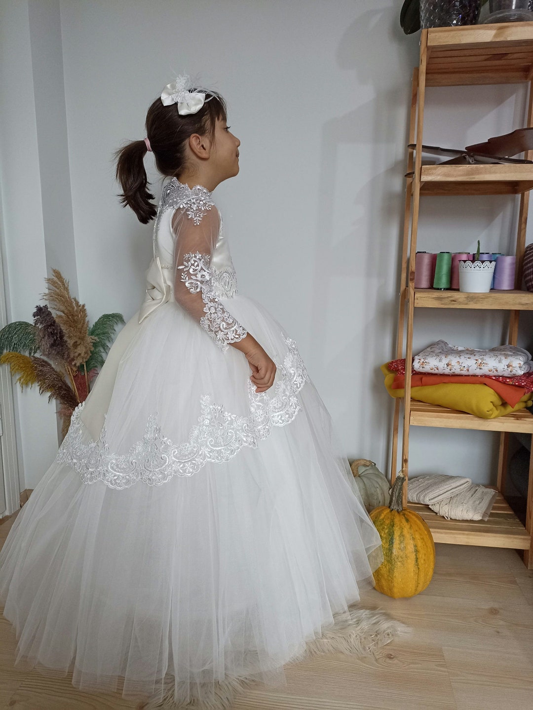 Girl Wedding Dress, White Lace Dress for Baby ,girl Clothes,girl Bride ...