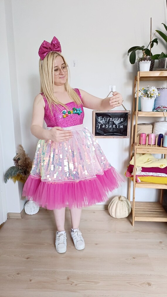 pink sequin dress costume Sparkle Pink Tulle A-Line Sequin Top Short Homecoming Dress