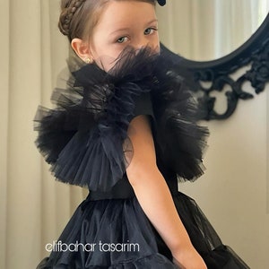 Black Victorian Style  Halloween Costume For Girl, Witch Costume, Cosplay Costume, Toddler Tulle Dress,Spooky Girl Costume, Baby Goth Outfit