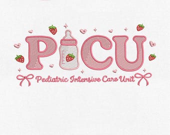 Archivo de bordado a máquina de enfermera de la UCI pediátrica con diseño de fresa (descarga instantánea)