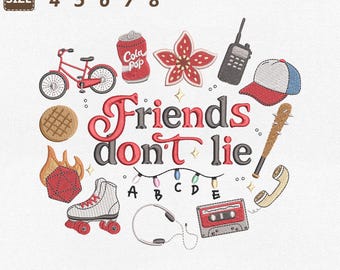 Friends Don't Lie Machine Embroidery File, Cute Bookish Bear Embroidered Design, Fantasy Book Club Digital, Instant Download