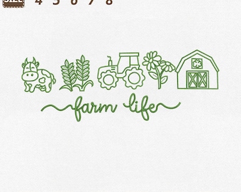 Archivo de bordado a máquina de iconos de la vida en la granja, diseño de Homestead Mama (descarga instantánea)