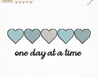 One Day At A Time Stickdatei, Herzen für die geistige Gesundheit (Digitaler Download)