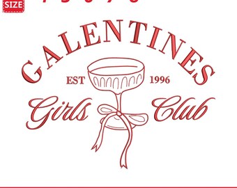 Galentines Girls Club Machine Embroidery Design, Galentines Valentine Cocktails Embroidered Design, Valentine's Day Drinks, Instant Download
