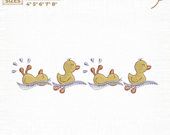 Archivo de bordado a máquina "Patos nadando", Mamá Patito Digital, Descarga Instantánea