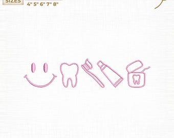 Dental Icons Embroidery Design, Tooth Outline (Digital Download)
