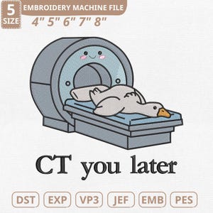 CT Xray Radiology Goose Machine Embroidery File, Rad Technologist (Instant Download)