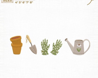 Gardening Tools Machine Embroidery Design, Gardener Farm Digital, Instant Download