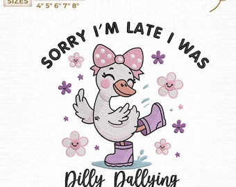 Silly Goose Embroidery File, Dilly Dallying Design (Digital Download)