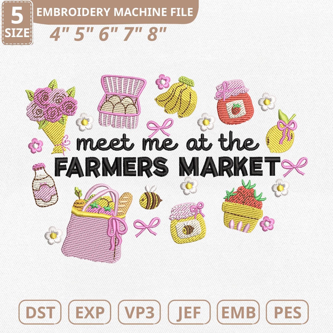 Meet Me at the Farmers Market Machine Embroidery File, Vegetables ...