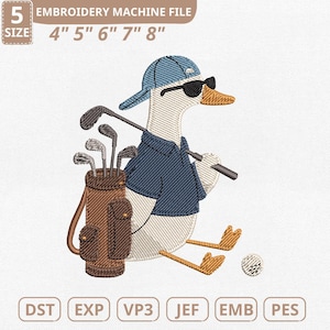Gans Golf Stickdatei, Golfschläger (Instant Download)