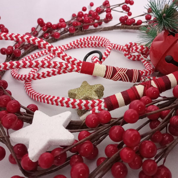 Weihnachtliches Hundehalsband und Leine aus Tau und Paracord