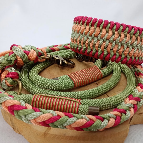 Collar and leash set in warm autumn colors