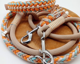Dog collar and paracord/rope leash "Sea view"