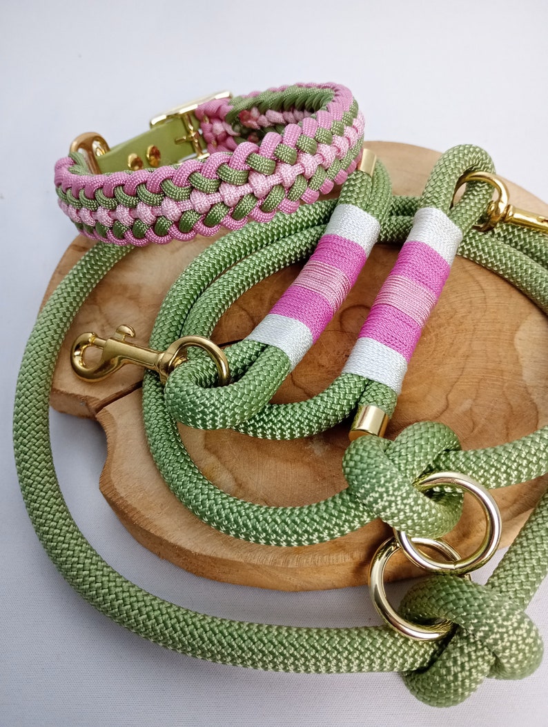 Conjunto de resortes de collar de paracord y correa de cuerda para perros imagen 1