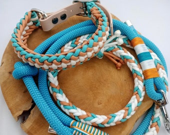 Hundehalsband  und Tauleine "Strandgut"  aus Paracord