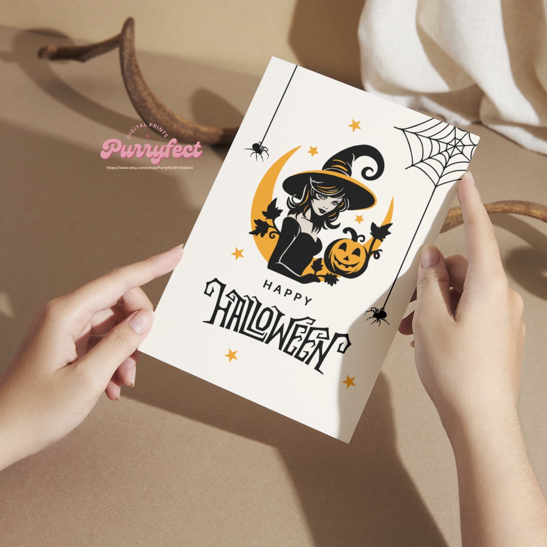 Printable Halloween Card Halloween Card Printable Cute Etsy